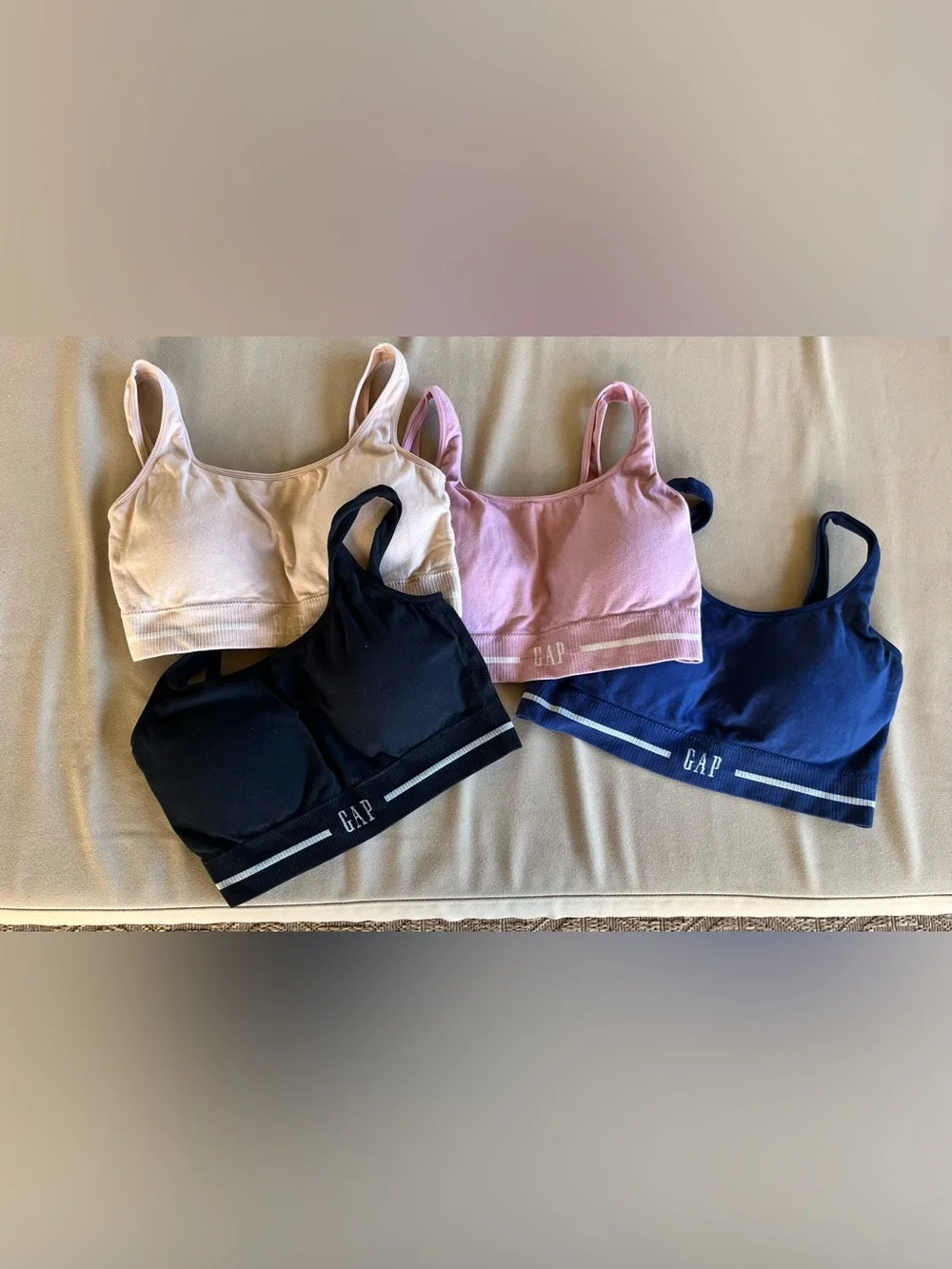 GapBody Seamless Cotton Comfort Bra Navy, Pink, Beige, Black | Size M Bundle 6